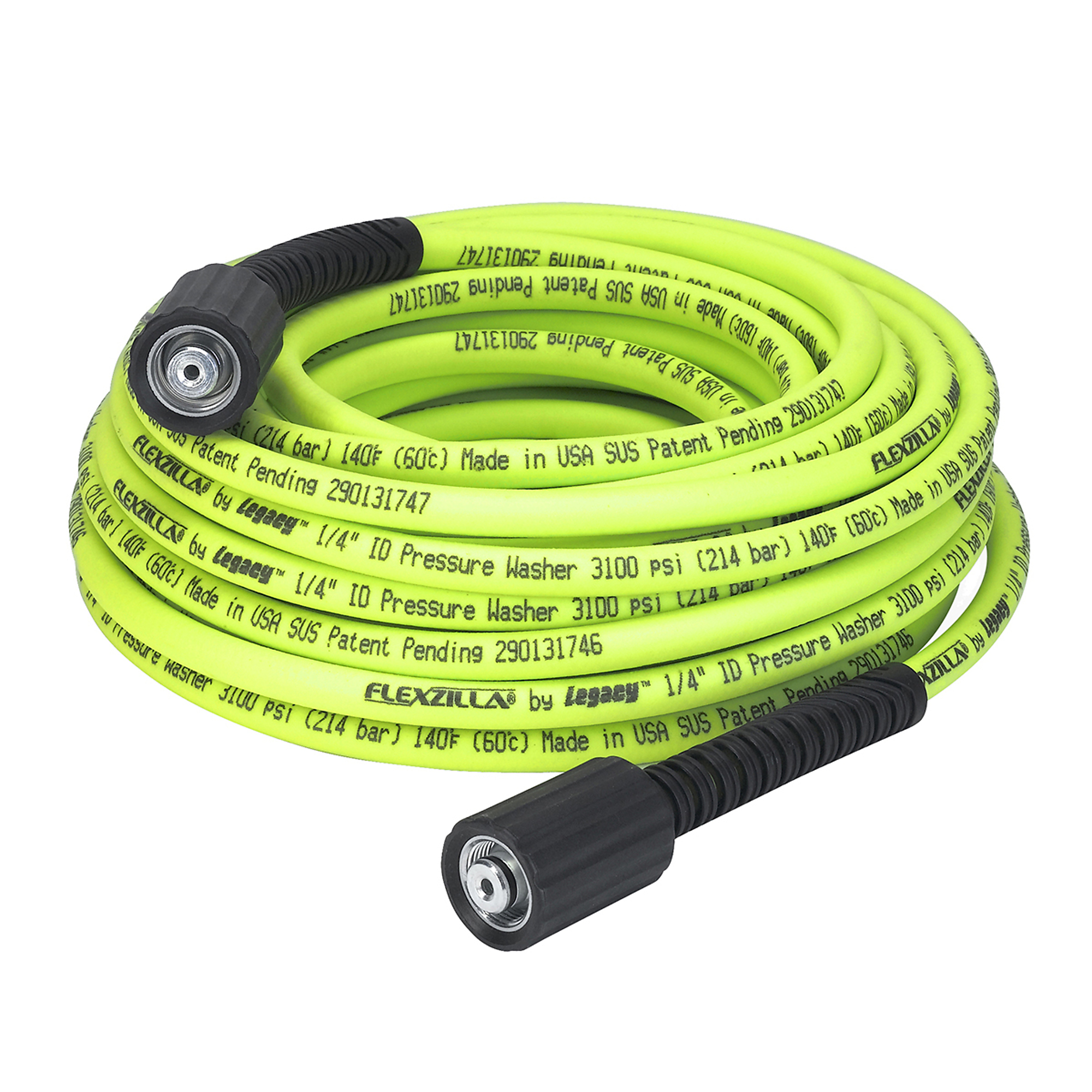 Legacy Flexzilla®, Pressure Washer Hose, 1/4in. x 50’, 3100 PSI, Diameter 1/4 in, Length 50 ft, Max. PSI 3100 Model# HFZPW3450M-E